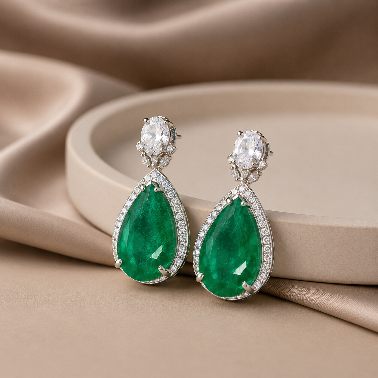 Green Doublets Stone Earrings