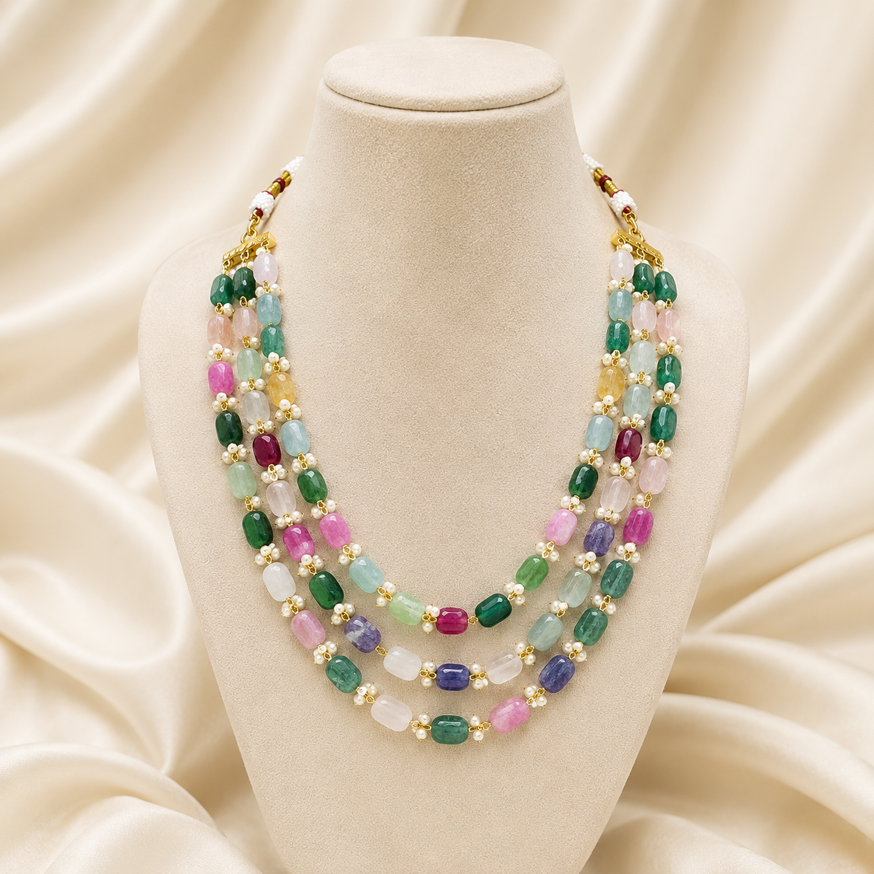 Vanshika jewels Rajwadi Mala in Multicoloured Natural Beads for women