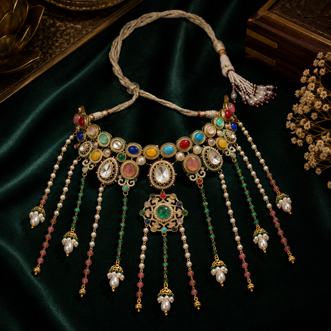 Sabyasachi Inspired With Precious Stones Strings Necklace