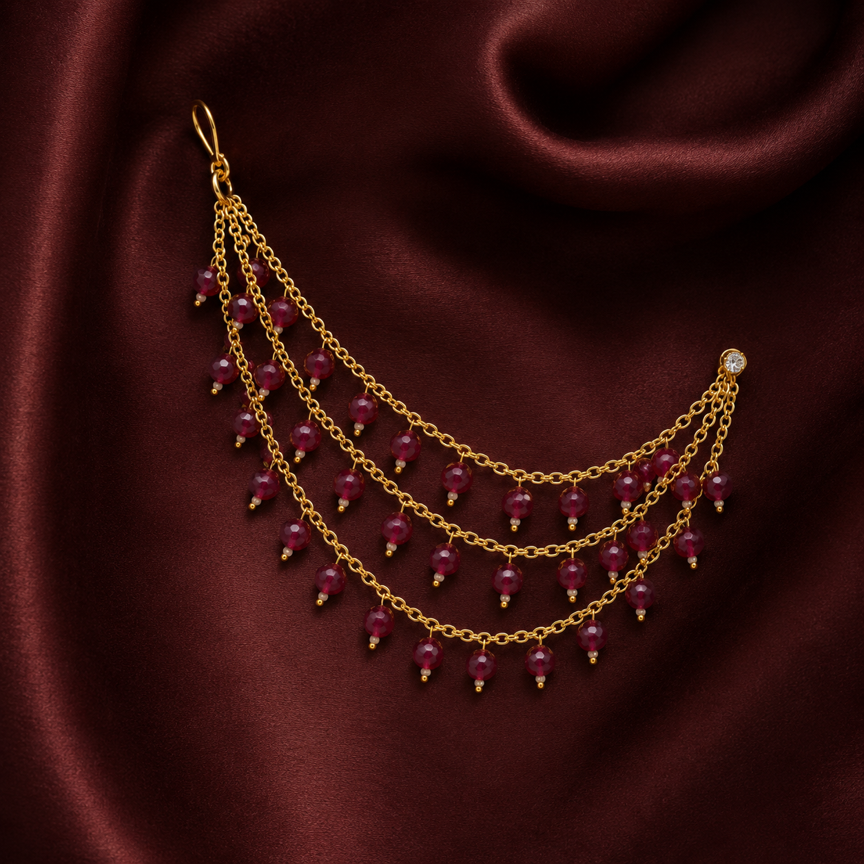 Hanging pearls kaanchain in Red For Women