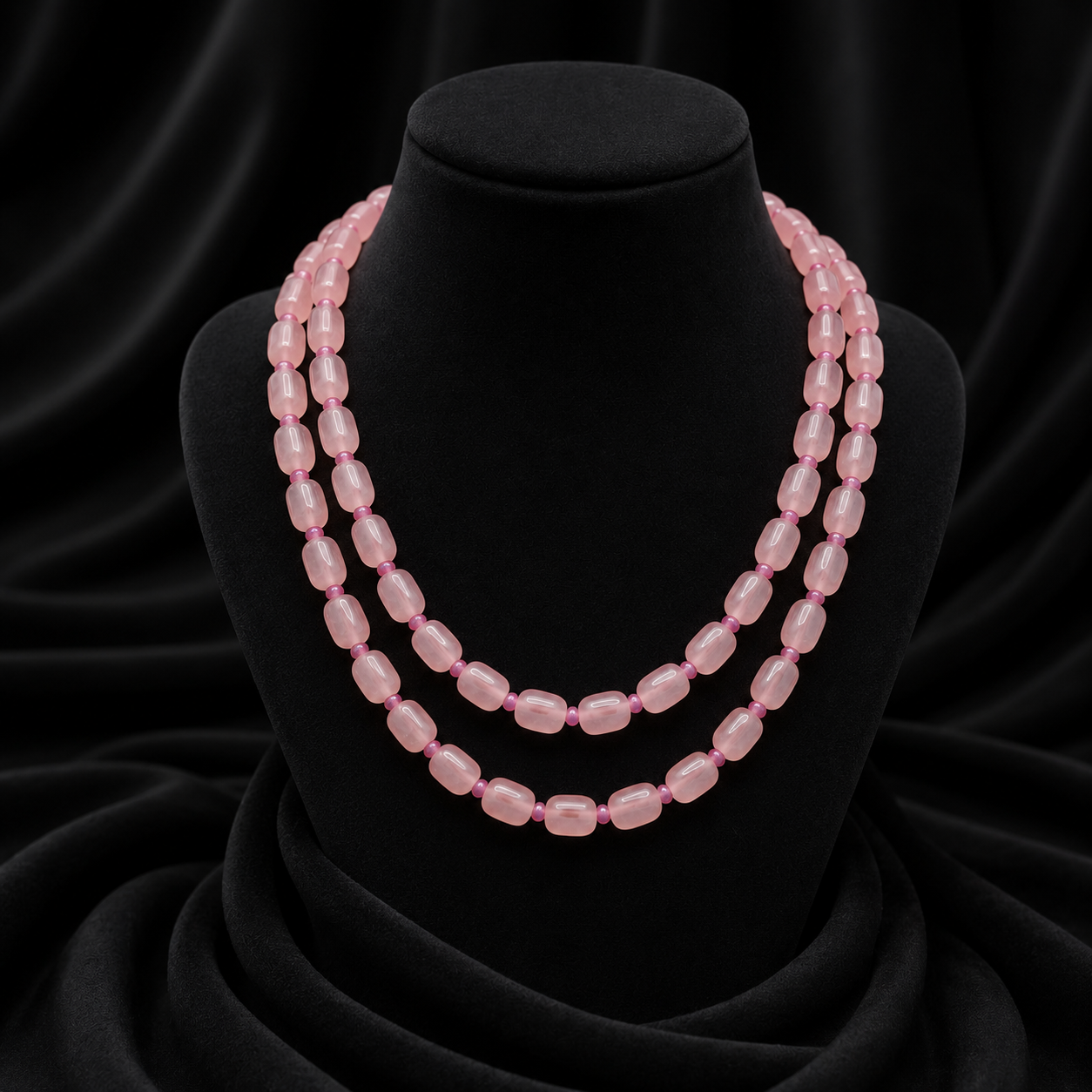 Peach beaded double layered mala for women