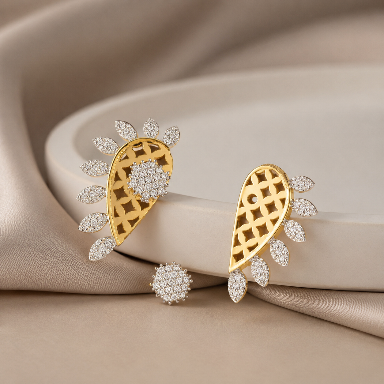 Mohi Gold Plated Cz Earings With Attachable Studs