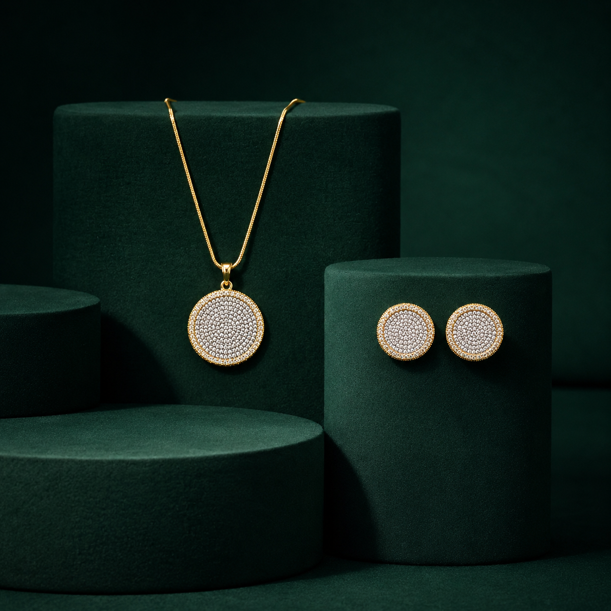 Gold Cz Pendent Set