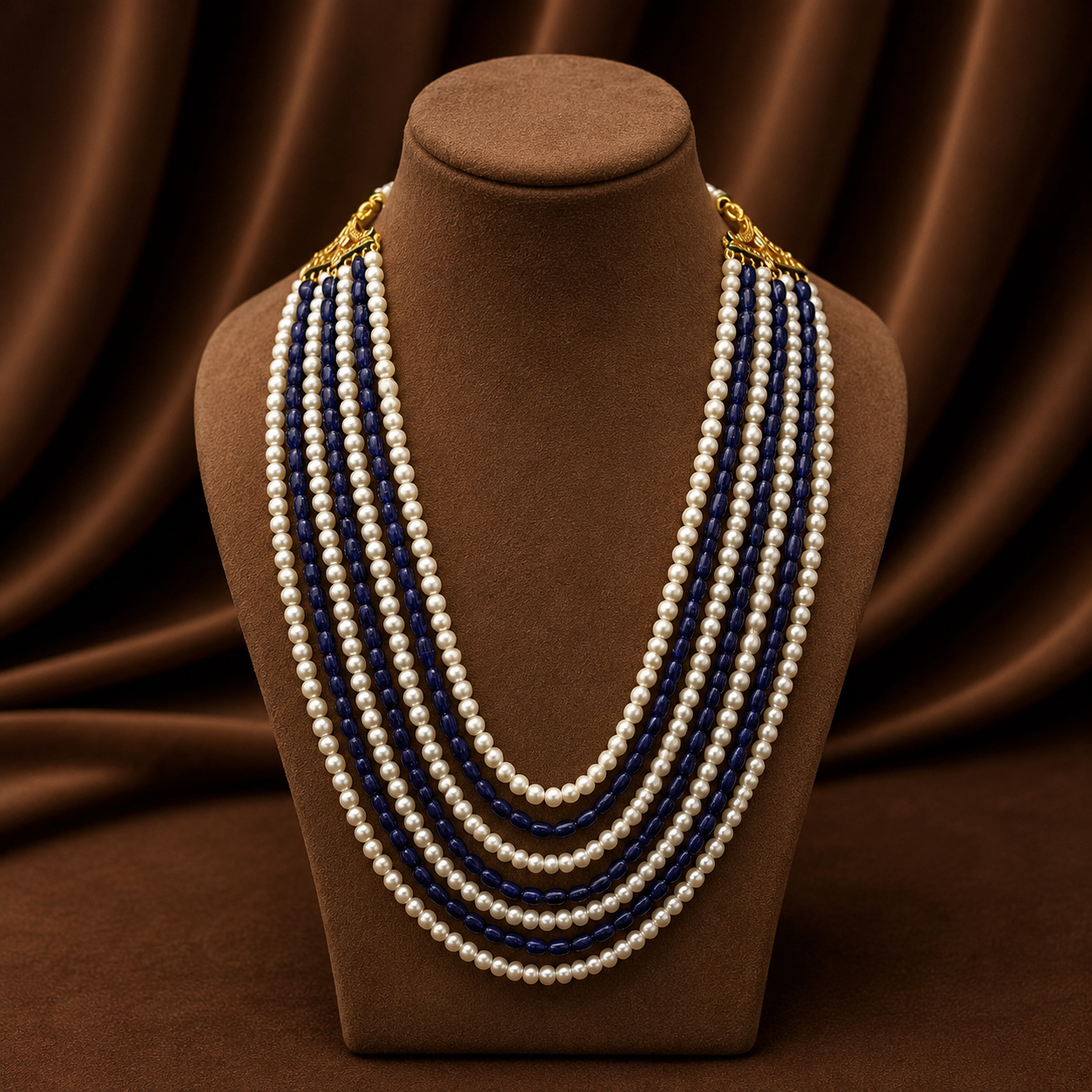 Satlada pearl and sapphire natural beads for women