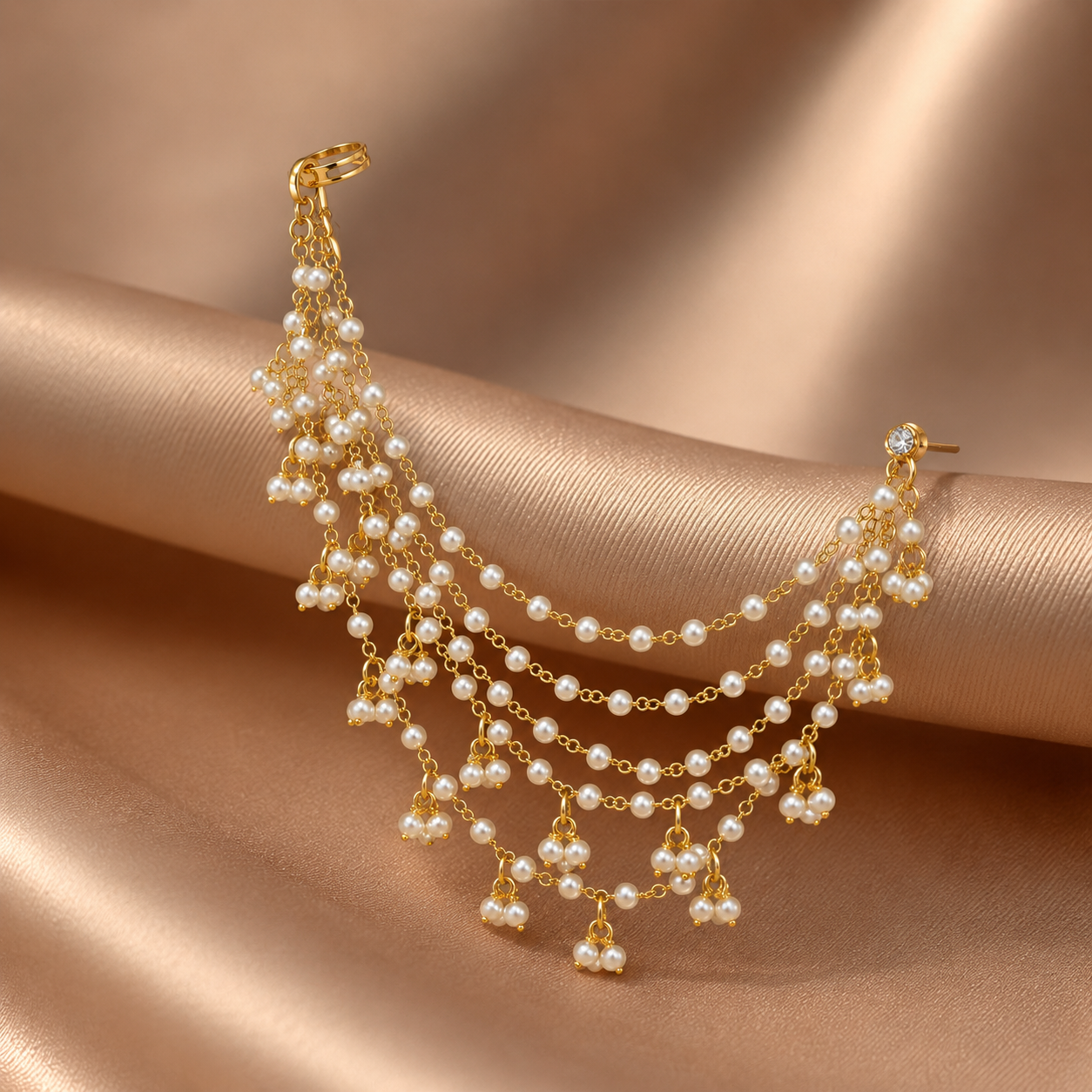 Five layered pearls kaanchain  For Women