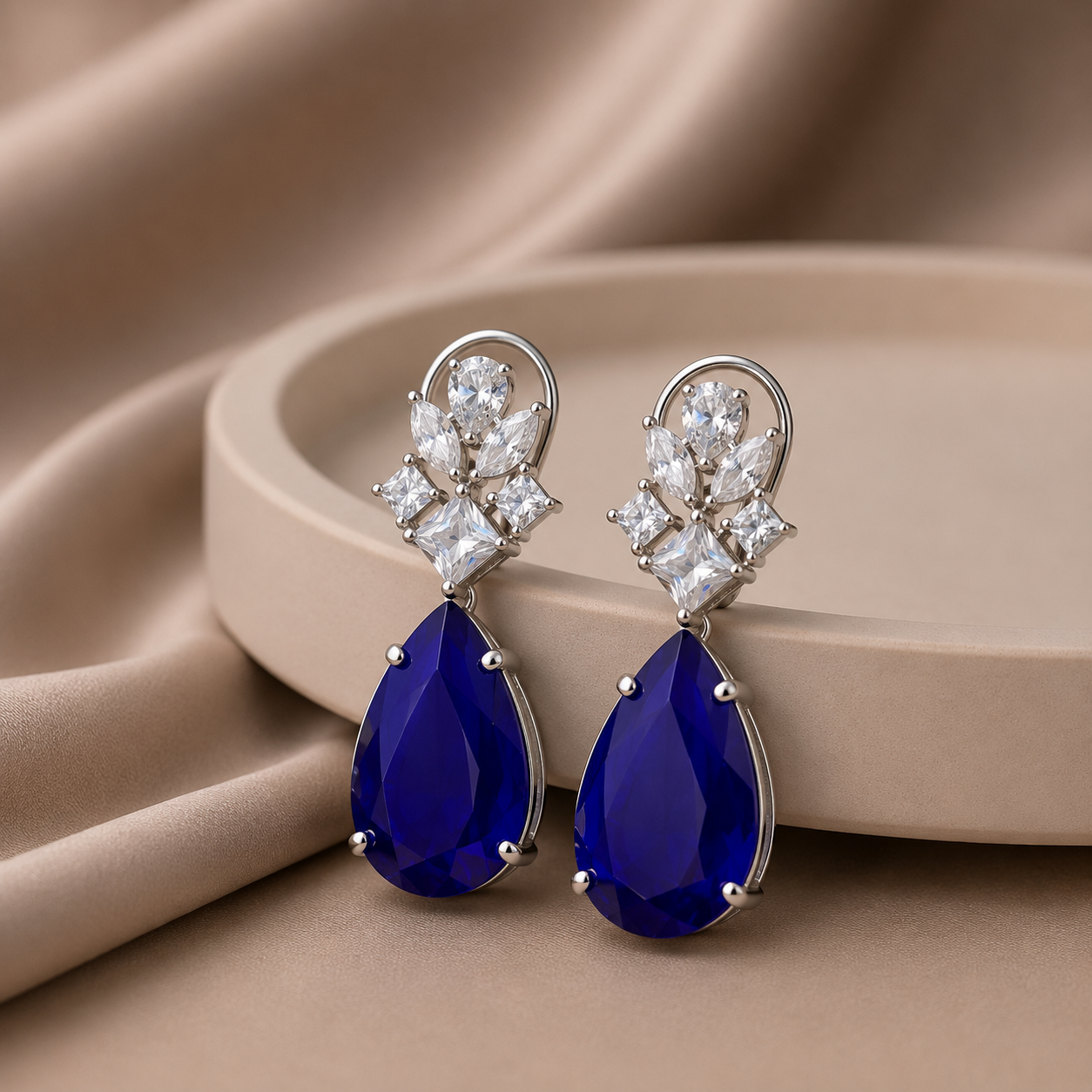Sia Blue CZ Doublet Earring