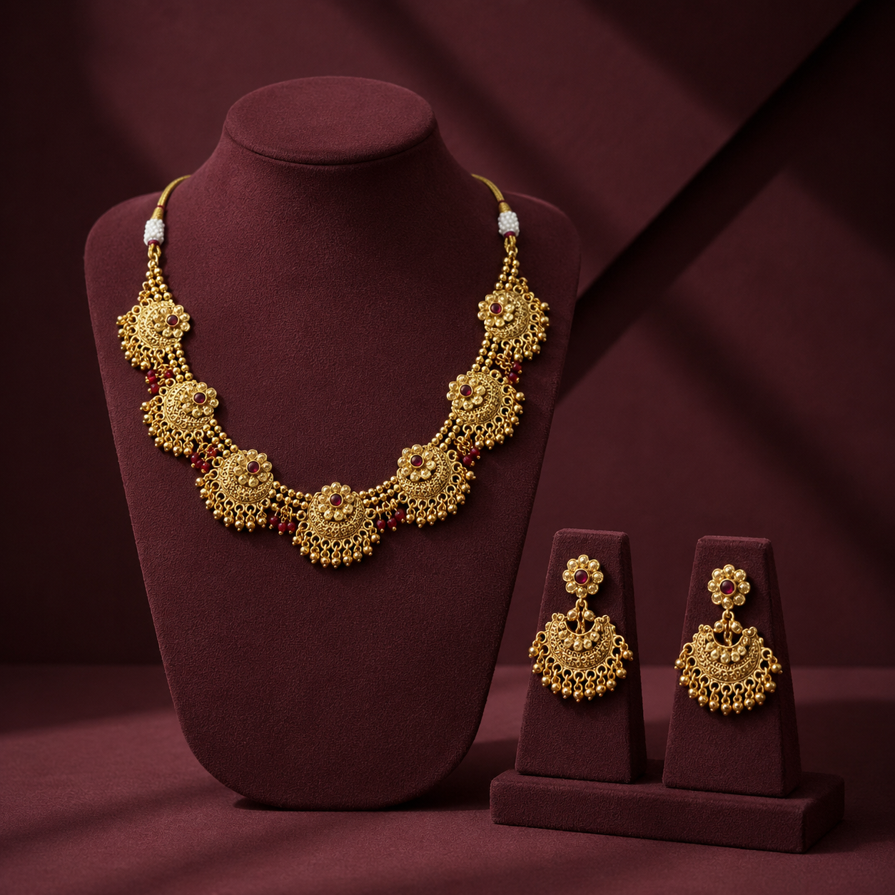 Taste of south necklace in ruby stones