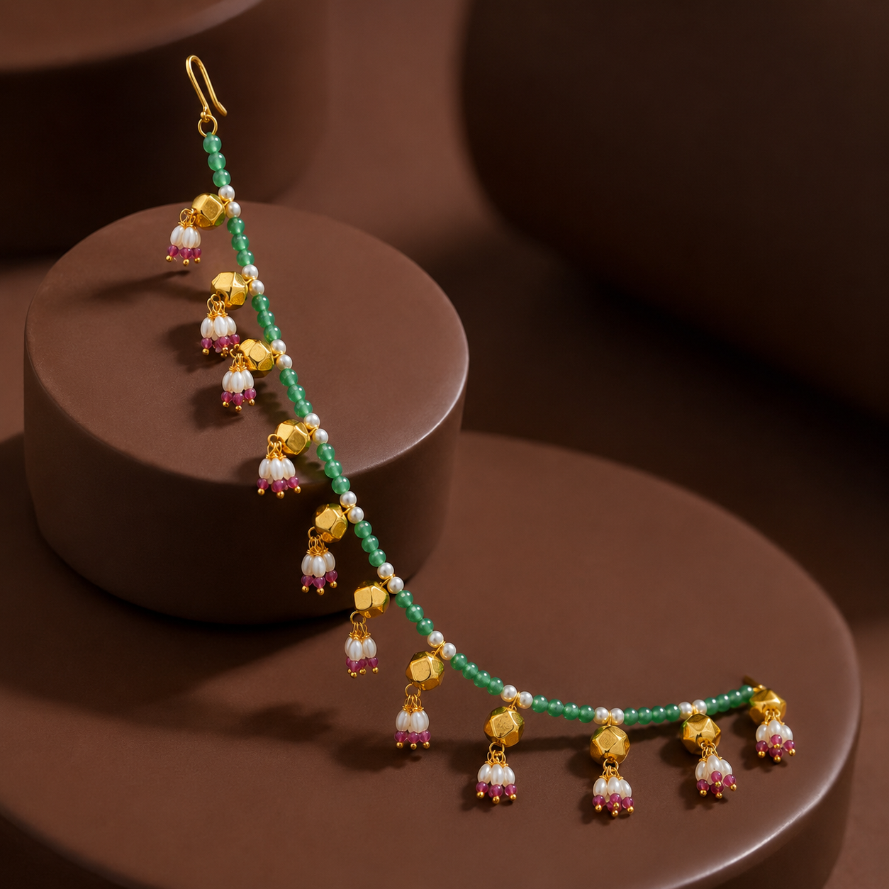 Green Beaded Kanchain for Woman