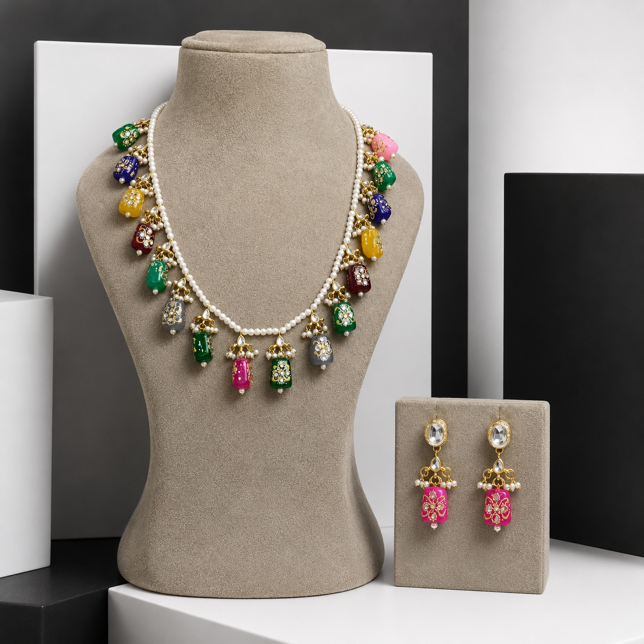 Multicoloured Handpainted Tanjore malas from jaipur for girls and women