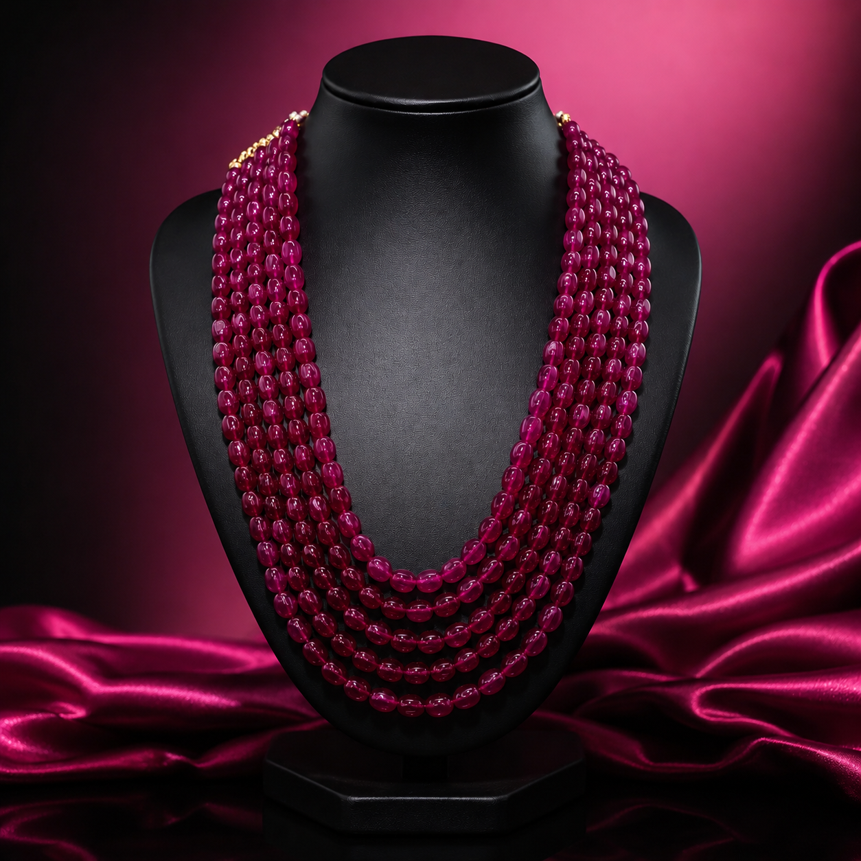 Zed stone  five layered Ruby necklace for women