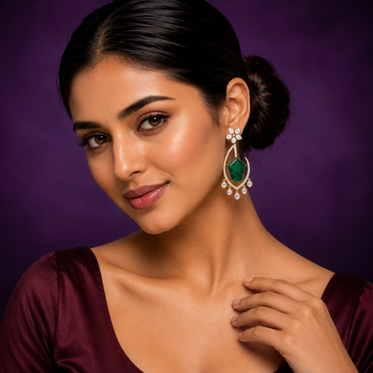 Green Doublet Kundan Earrings