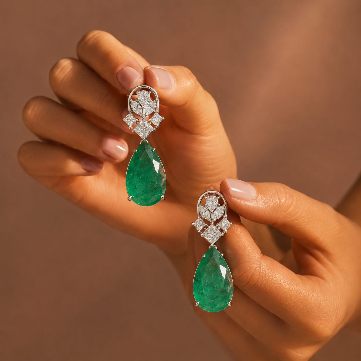 Green Cz Doublet Earrings