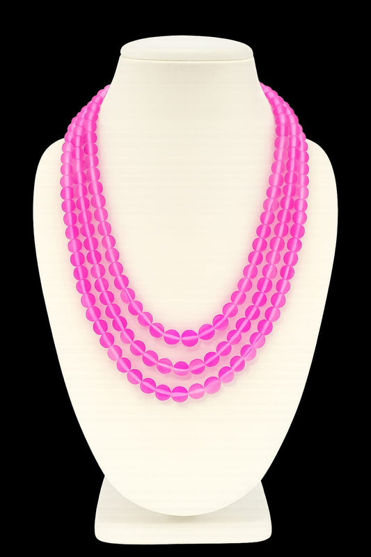 PINK MISTICK ONYX THREE LAYER MALA
