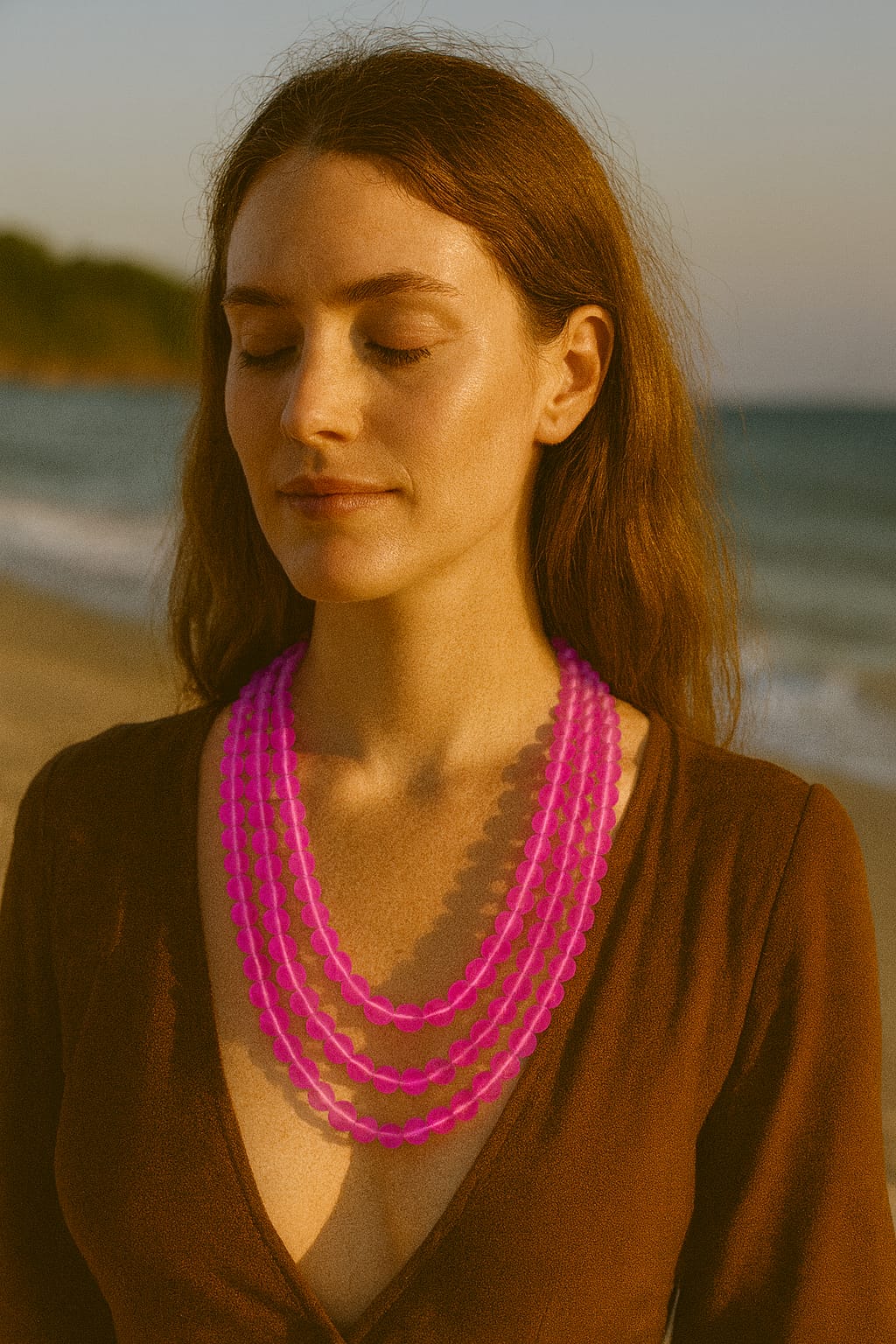 PINK MISTICK ONYX THREE LAYER MALA