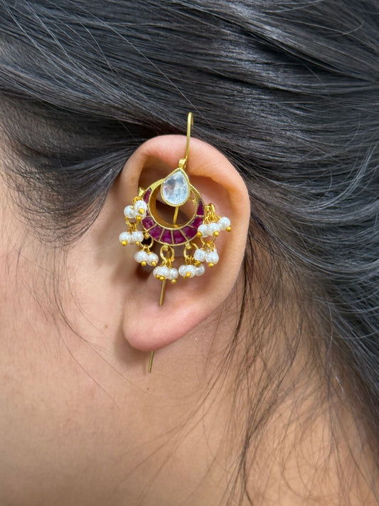 Elegant Kundan Ruby Earcuff