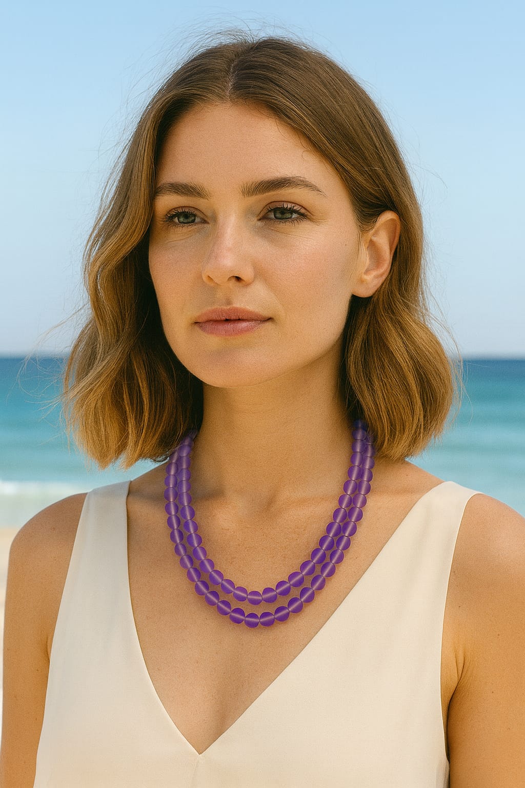 PURPLE COLOUR DOUBLE LAYER MISTICK ONYX BEADS MALA