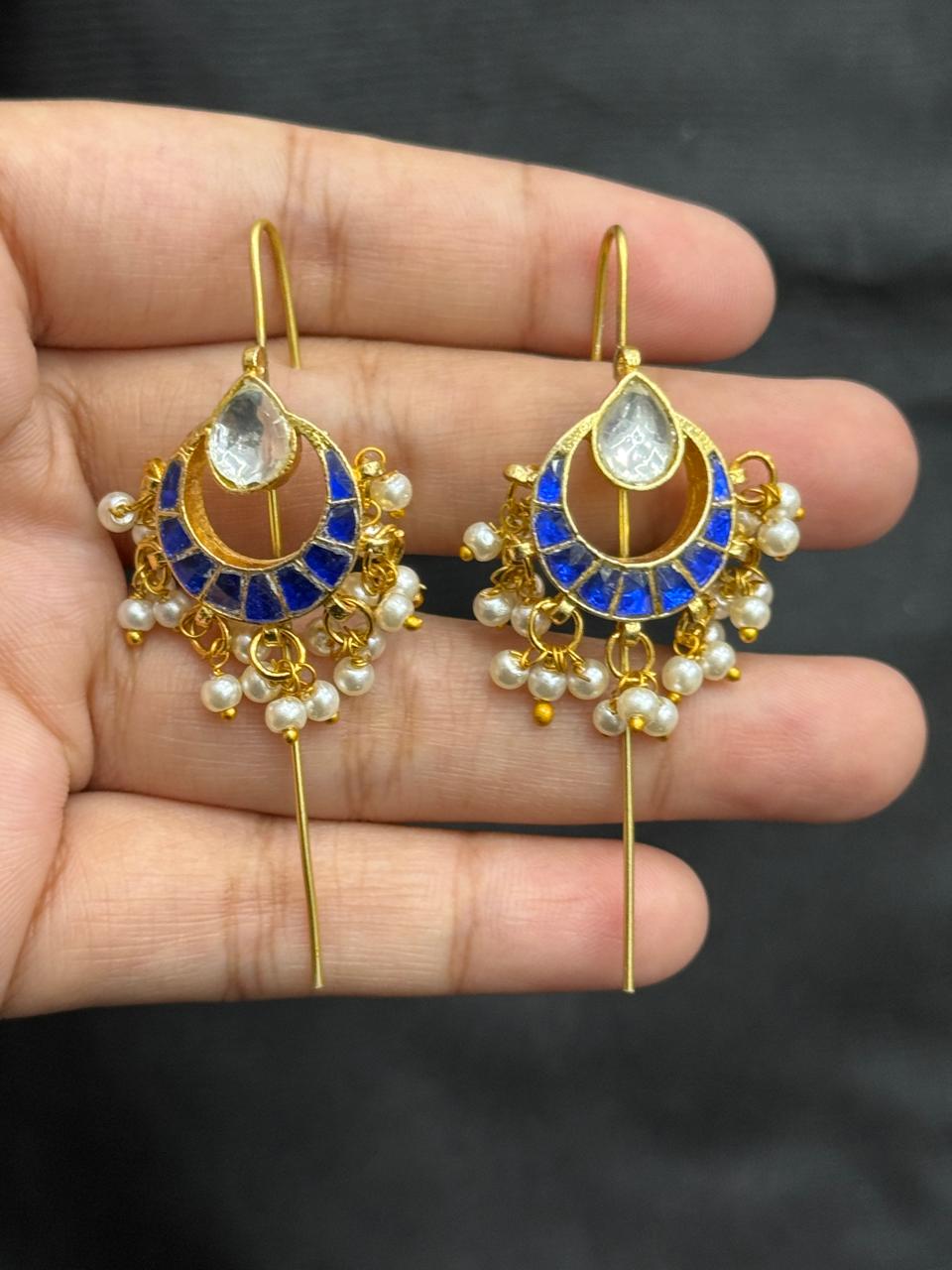 Blue Chand Kundan Earcuff