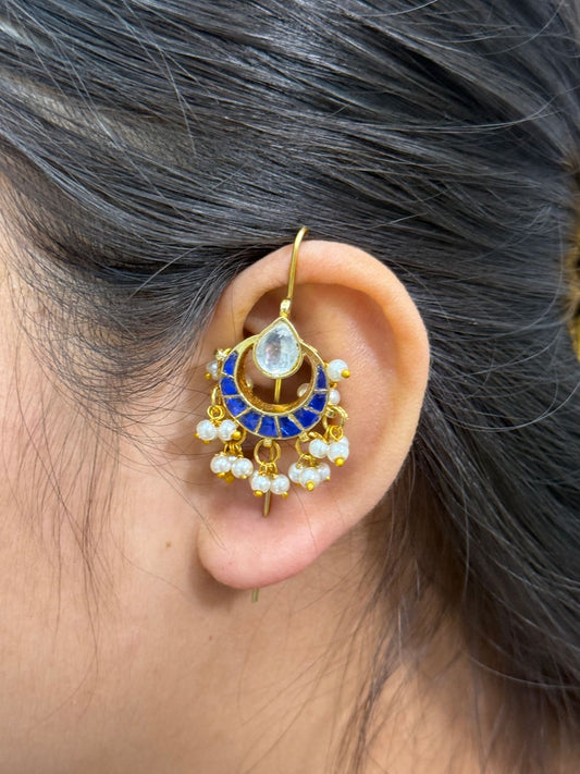 Blue Chand Kundan Earcuff