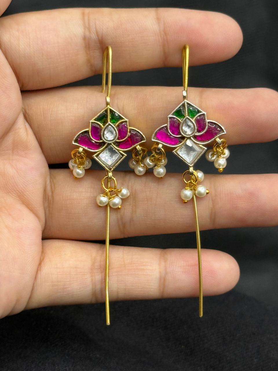 Ethnic Lotus Kundan Multi Earcuff