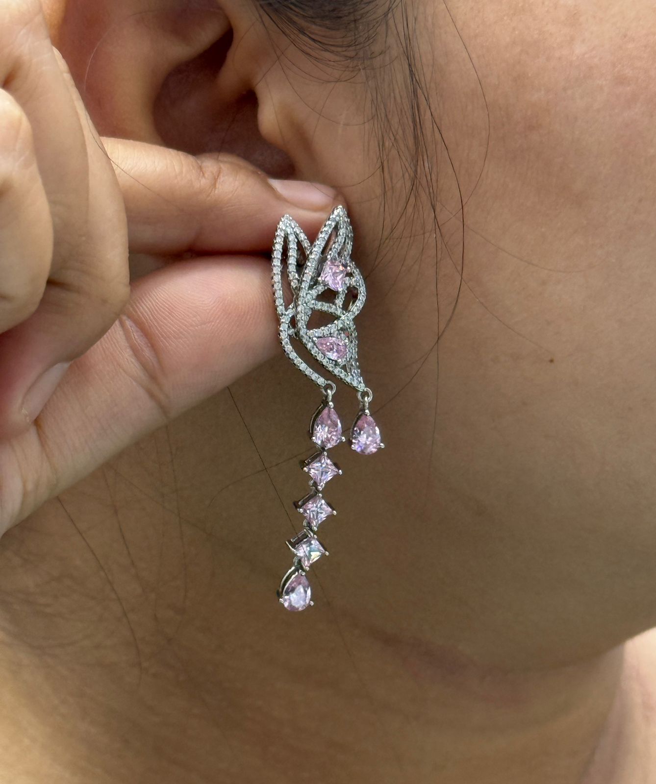 Butterfly Elegant CZ Long Earring