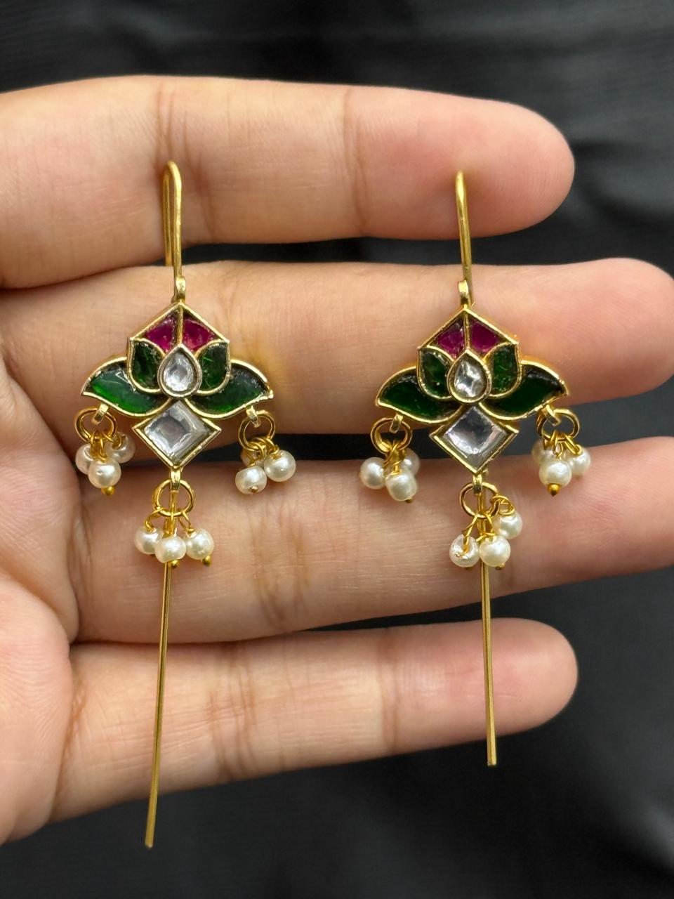 Ethnic Lotus Kundan Multi Earcuff
