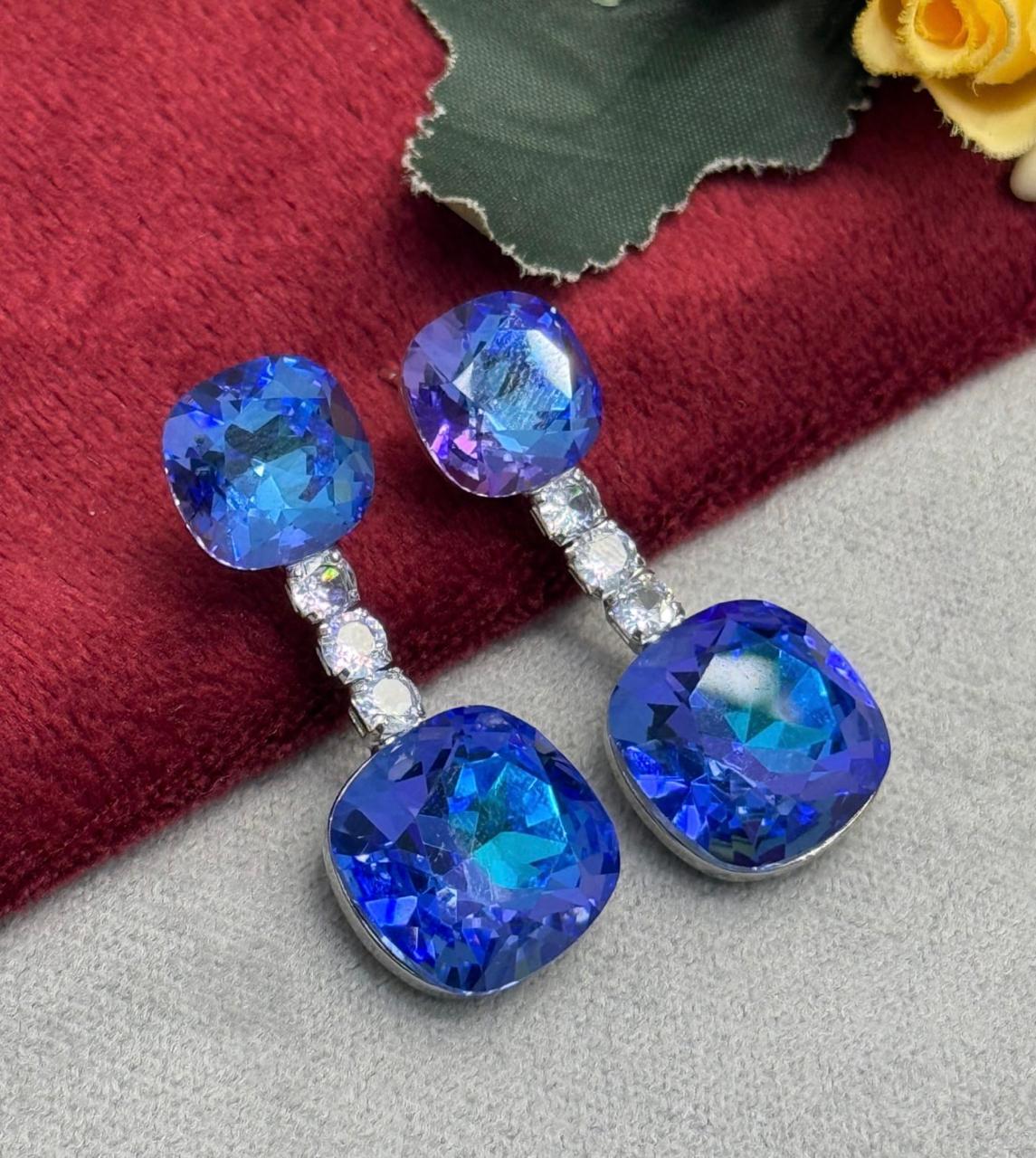 Ocean Blue Crystal Dangle Earring