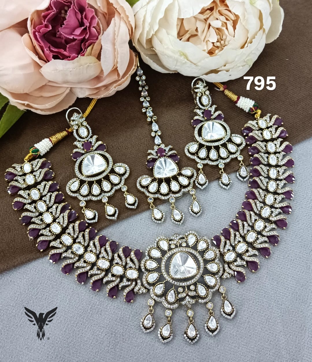 Ruby mossanite Necklace with  earrings for women