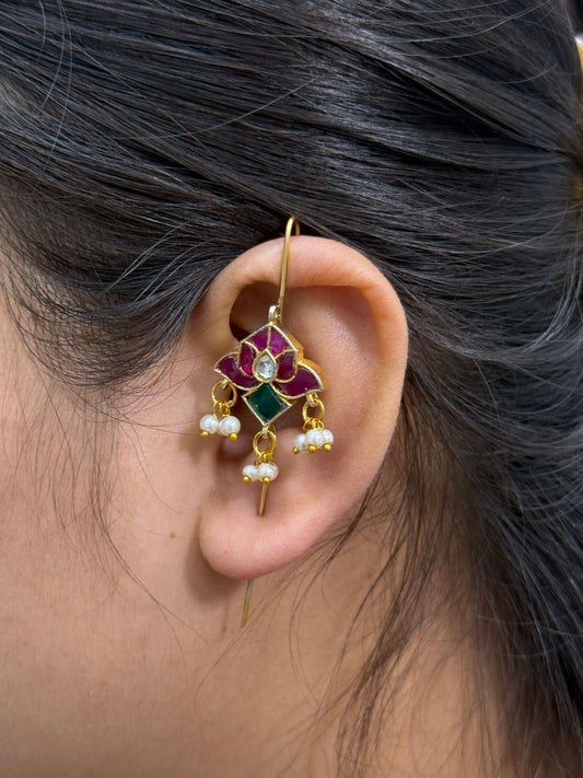 Ethnic Lotus Kundan Multi Earcuff