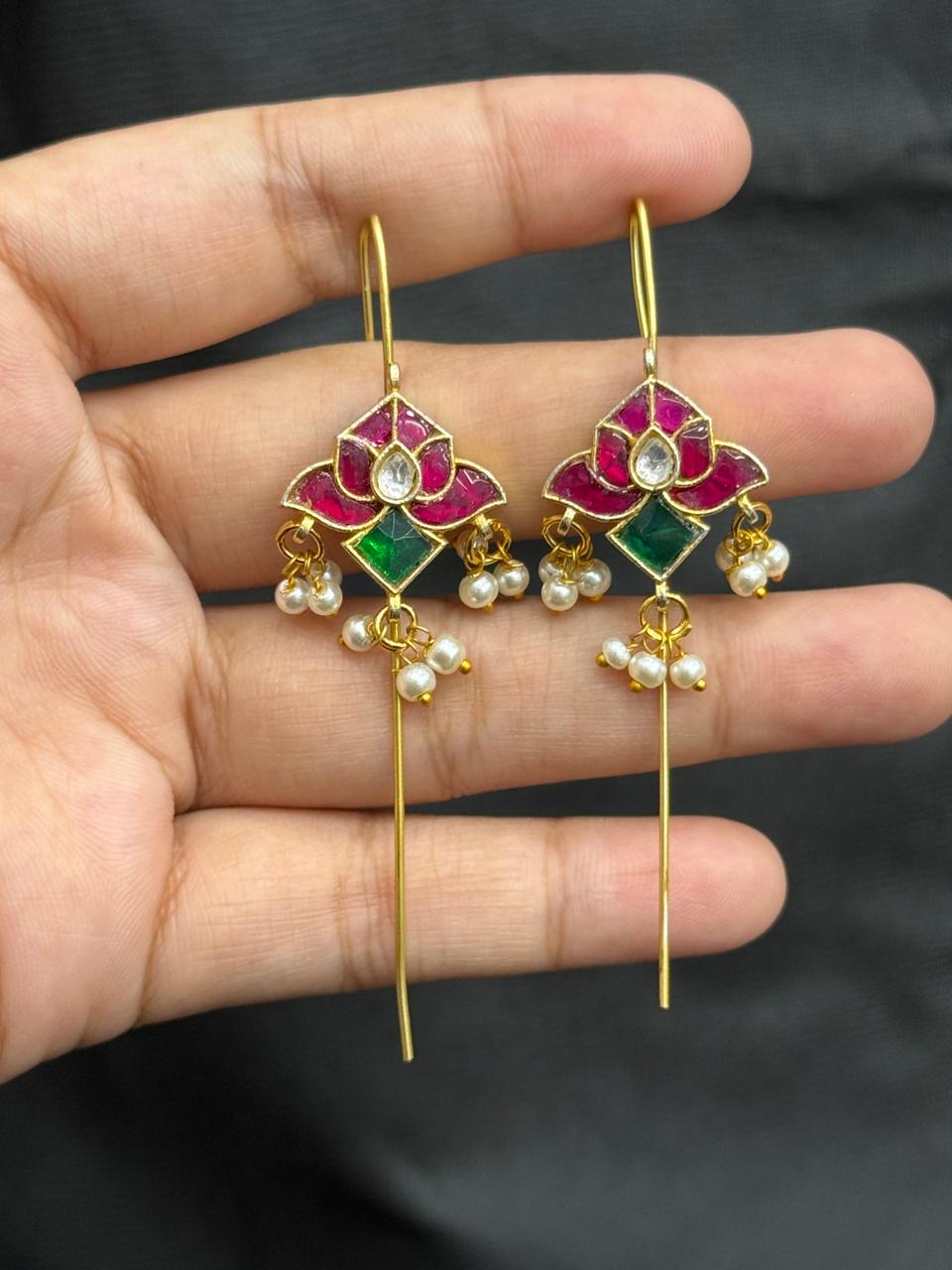 Ethnic Lotus Kundan Multi Earcuff