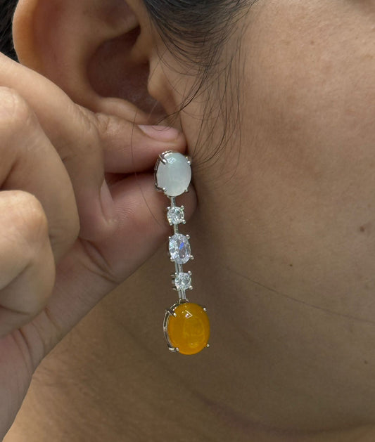 Elegant White And Honey Drop Earring