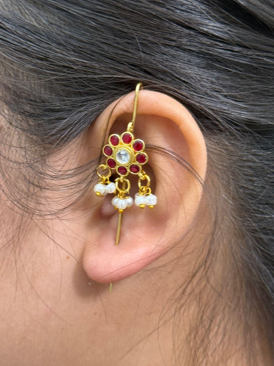 Natural Flower Ruby Earcuff