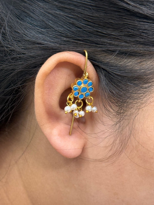 Natural Flower Turquoise Earcuff