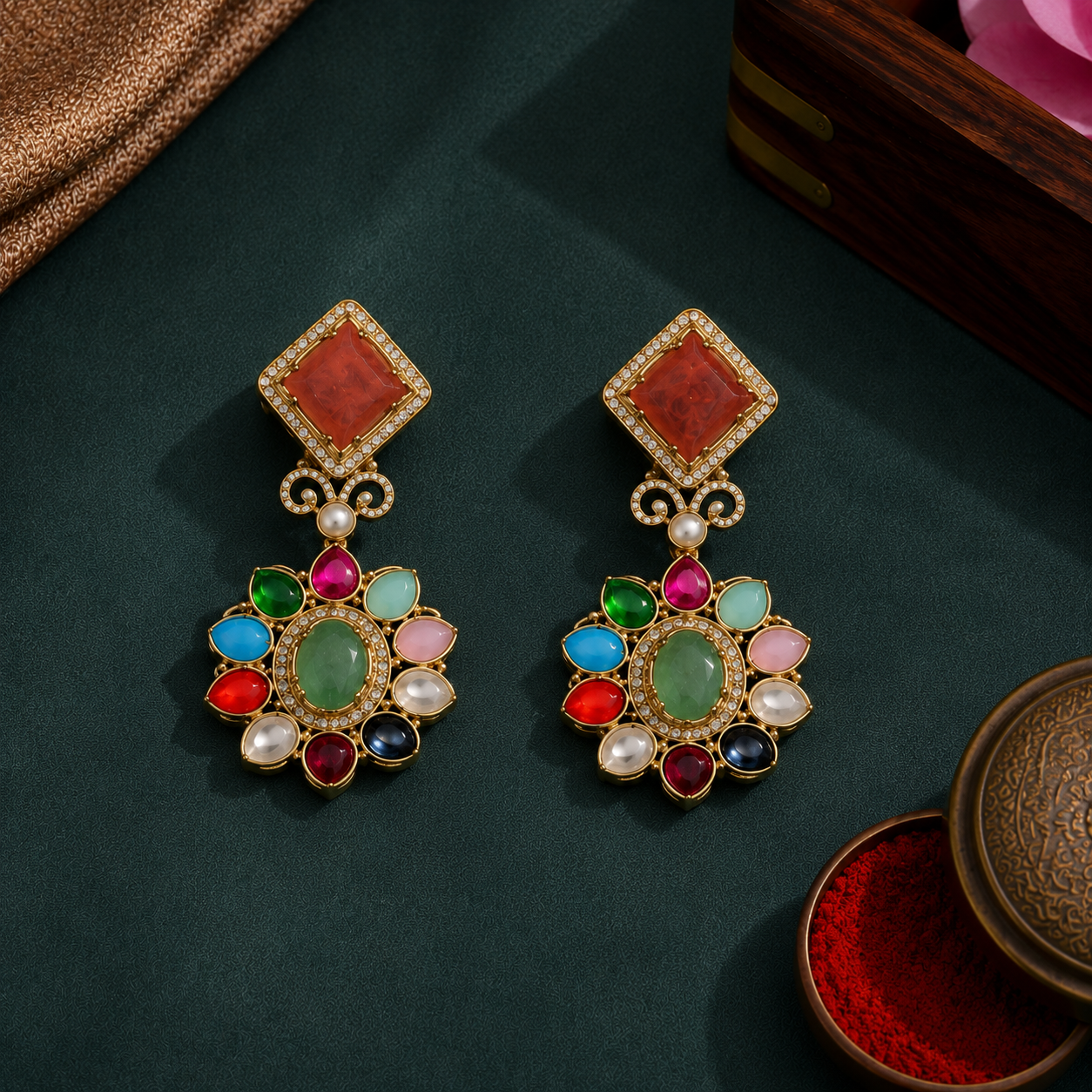 Natural Stones With cz And Kundan  Necklace