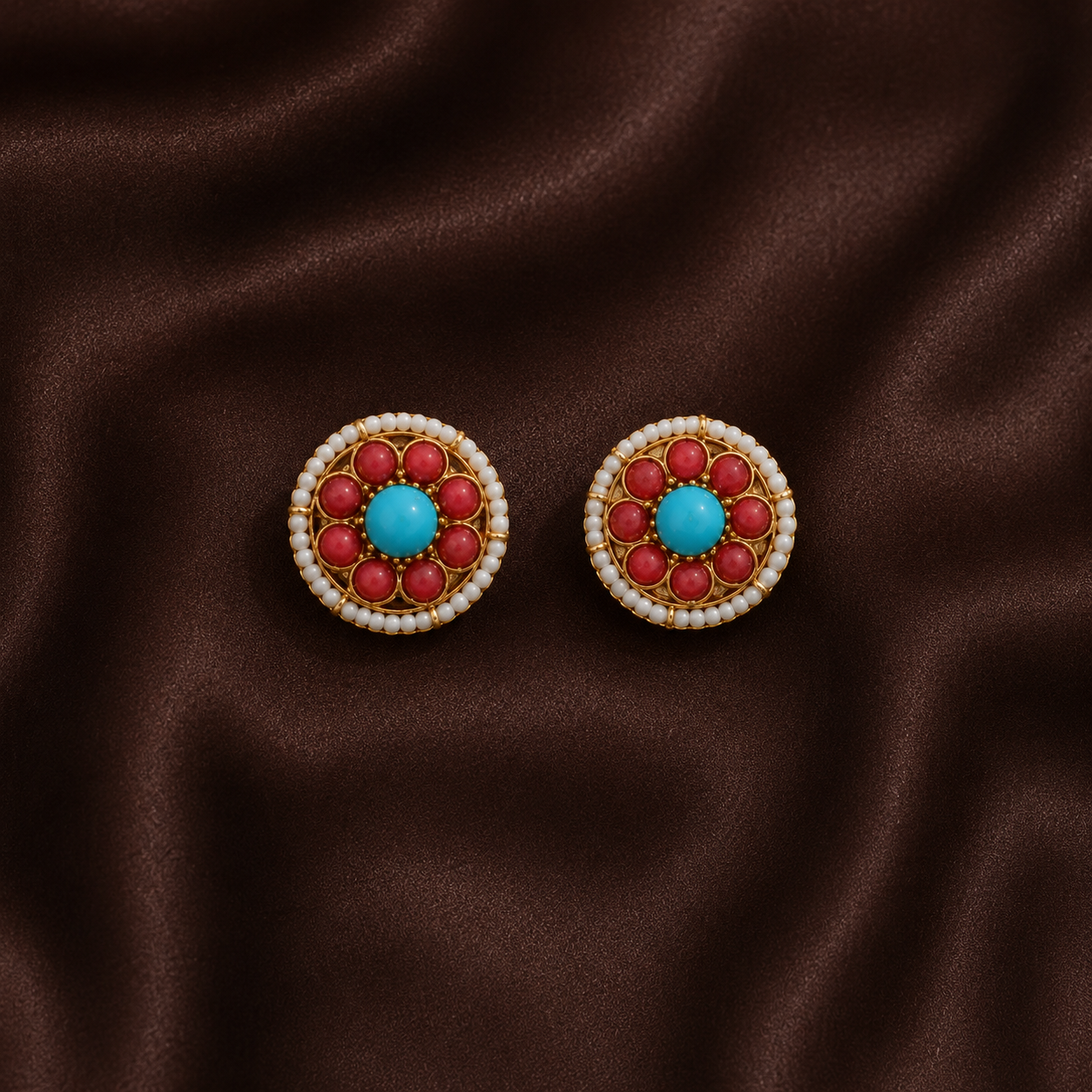 South indian gold and carved stone from Amrapali inspired collection in brass gold polish haslo for women