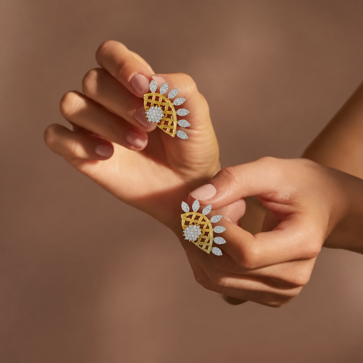 Mohi Gold Plated Cz Earings With Attachable Studs