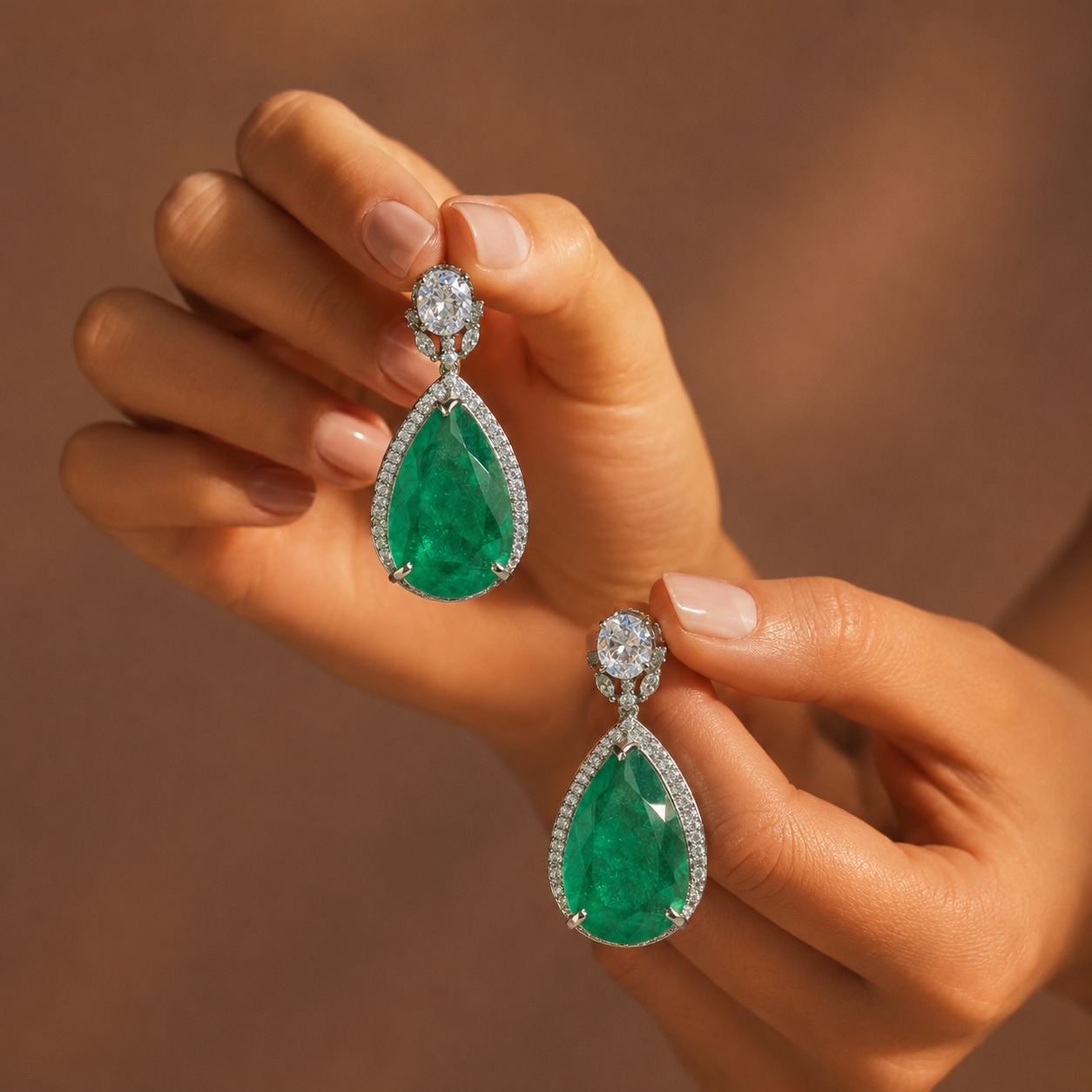 Green Doublets Stone Earrings