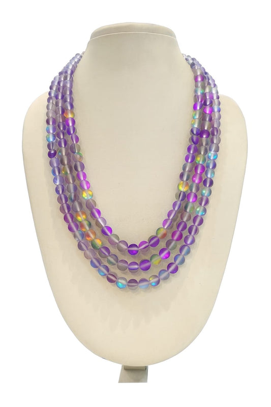MULTICOLOUR  MISTICK ONYX BEADS THREE LAYER MALA FOR WOMEN
