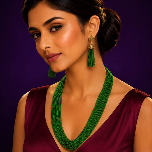 Multi layered mala in Green from jaipur for women