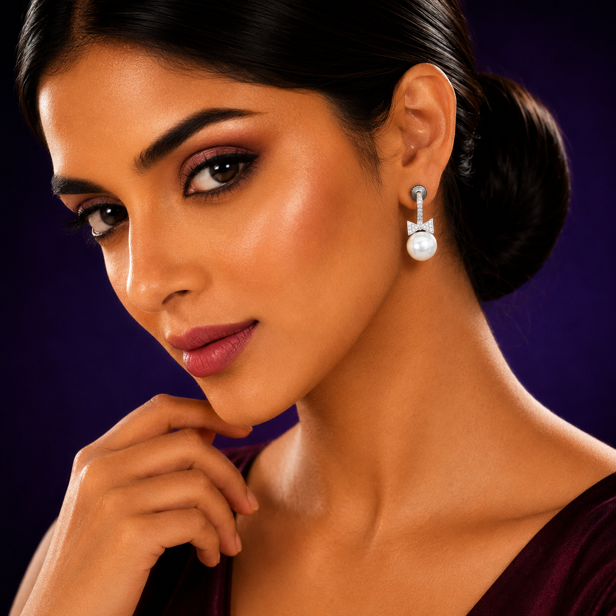 WATER DROP SILVER STUD EARRINGS FOR WOMEN