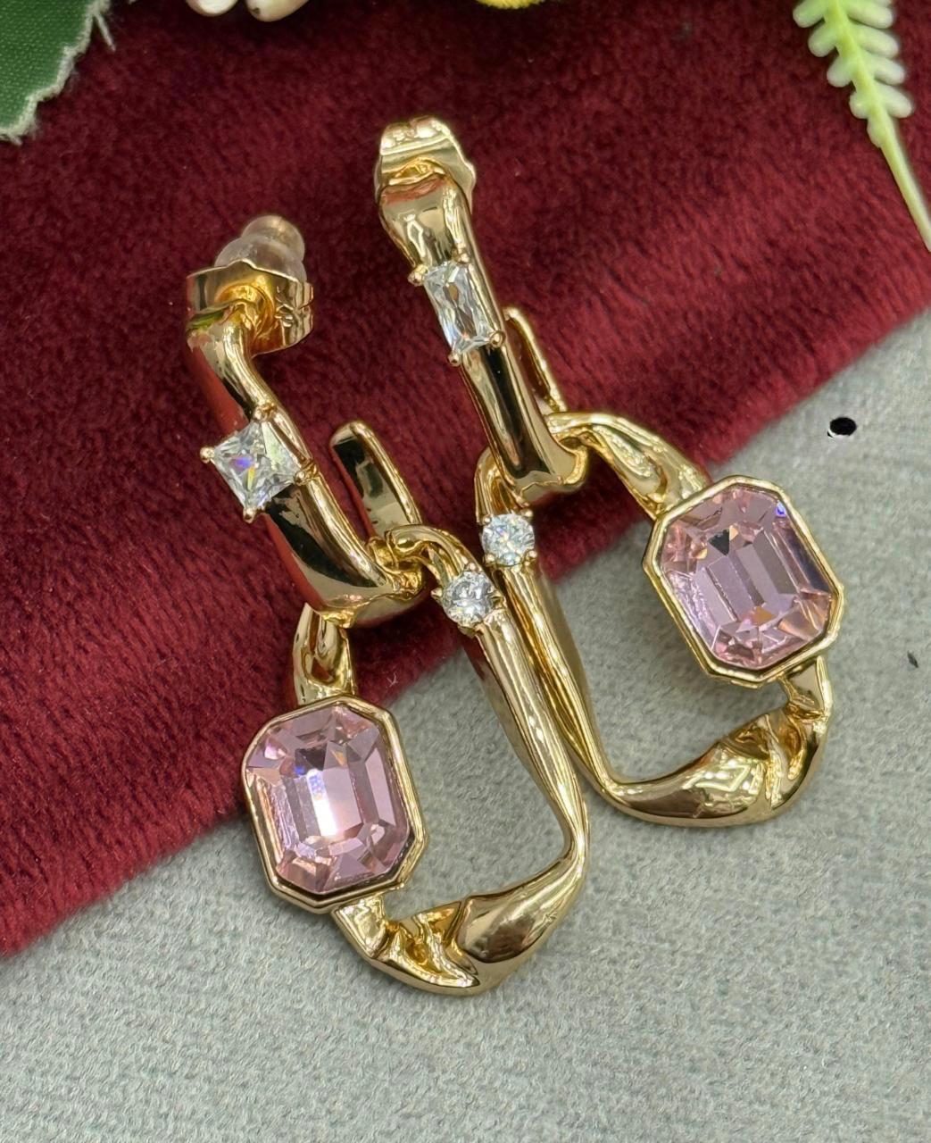 Rose Gold Geometric Drop Earring