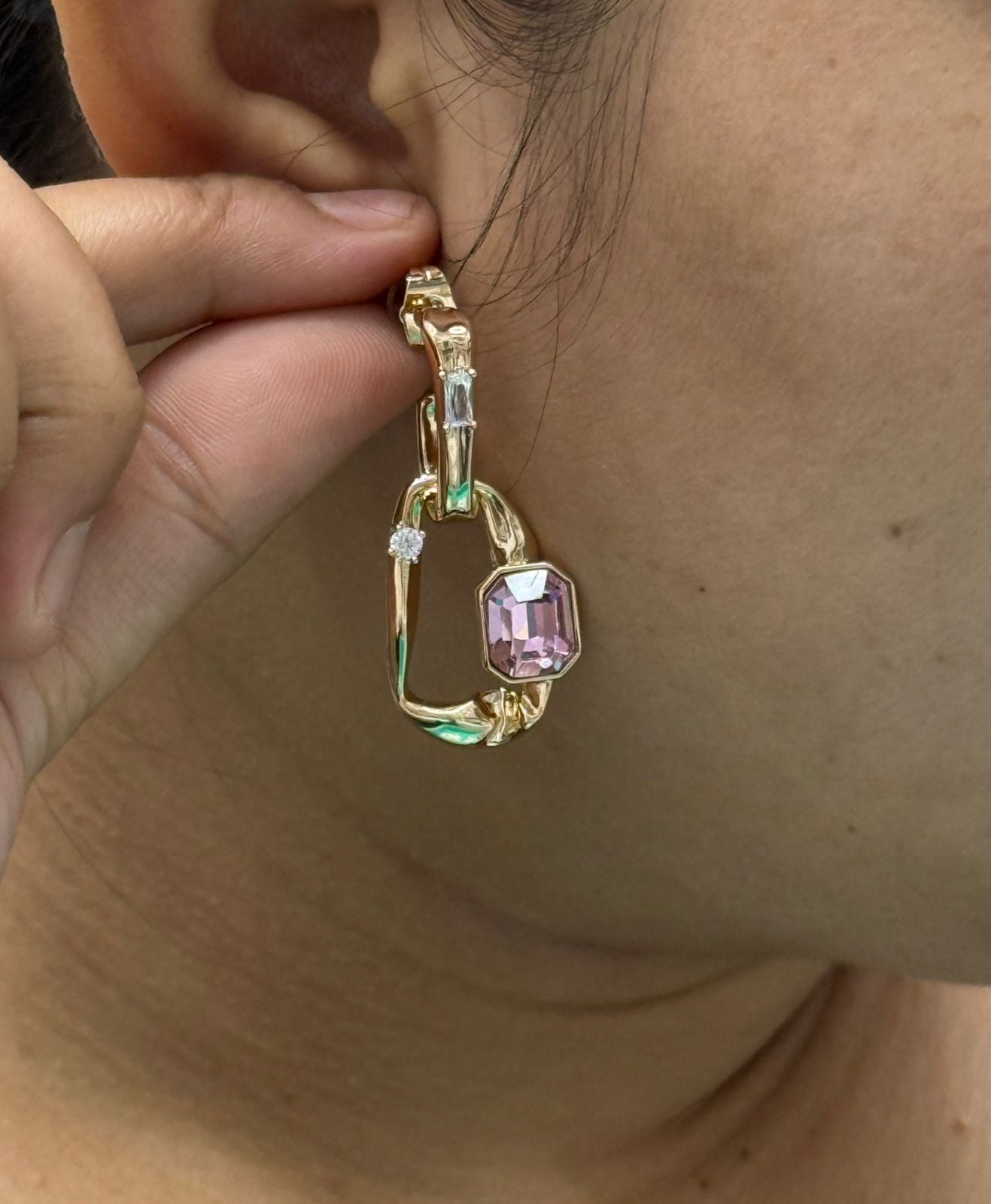 Rose Gold Geometric Drop Earring