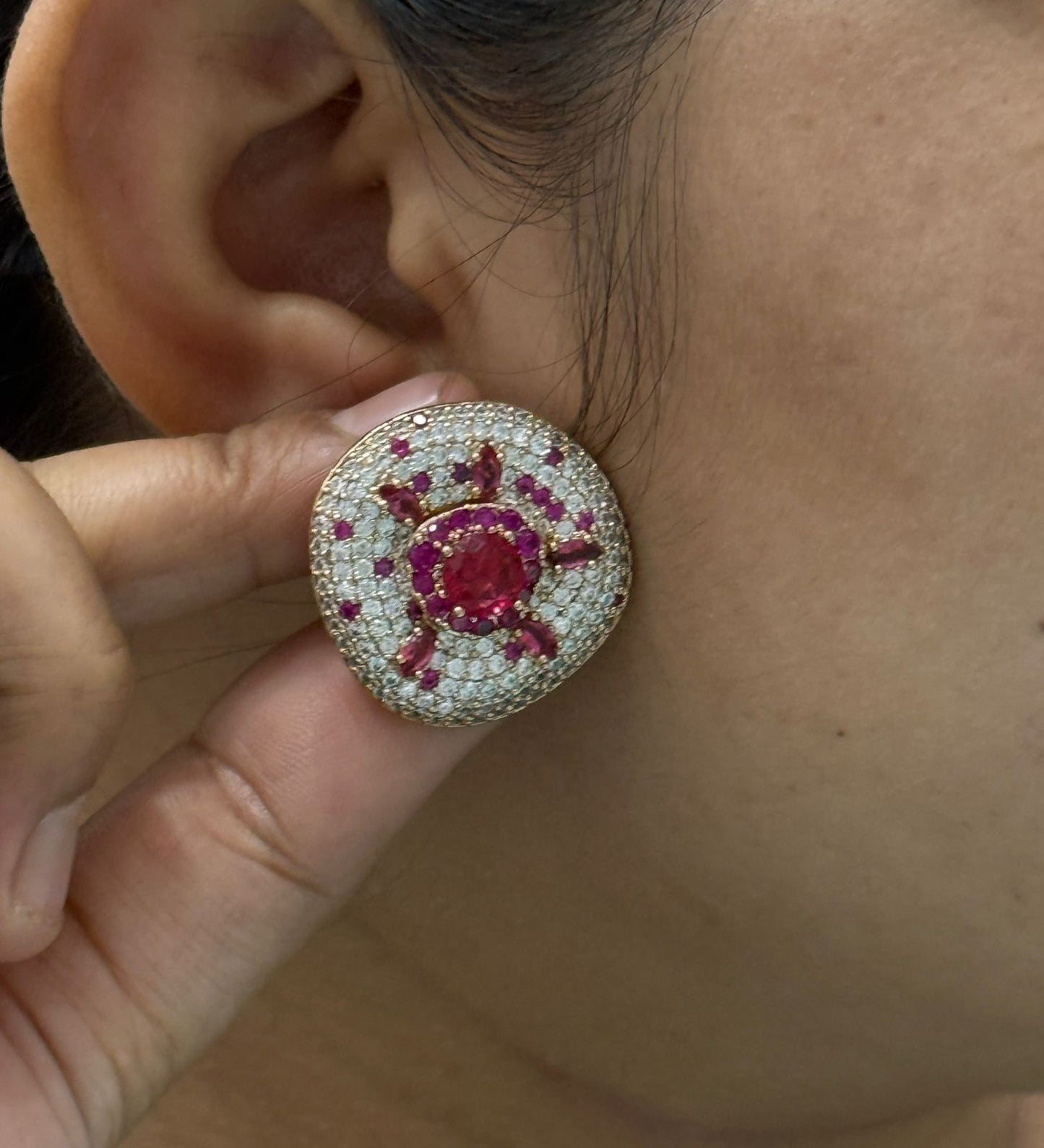 Vinatge Inspired Ruby Cocktail Studs