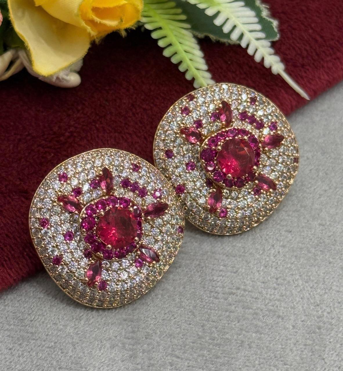 Vinatge Inspired Ruby Cocktail Studs