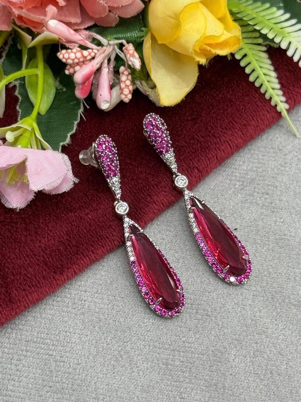 Crimson Elegance TearDrop Earrings