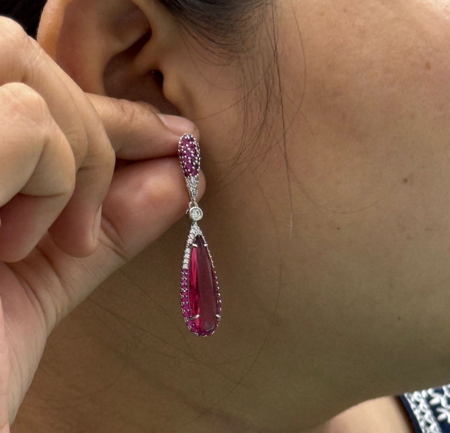 Crimson Elegance TearDrop Earrings