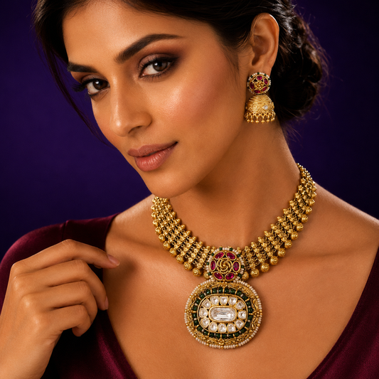 Devisha Rajwadi traditional kundan necklace