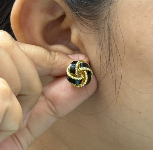 Classic Black Enamel Knot Studs