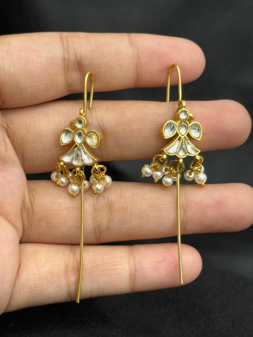 Nature Inspired White Kundan Earcuff