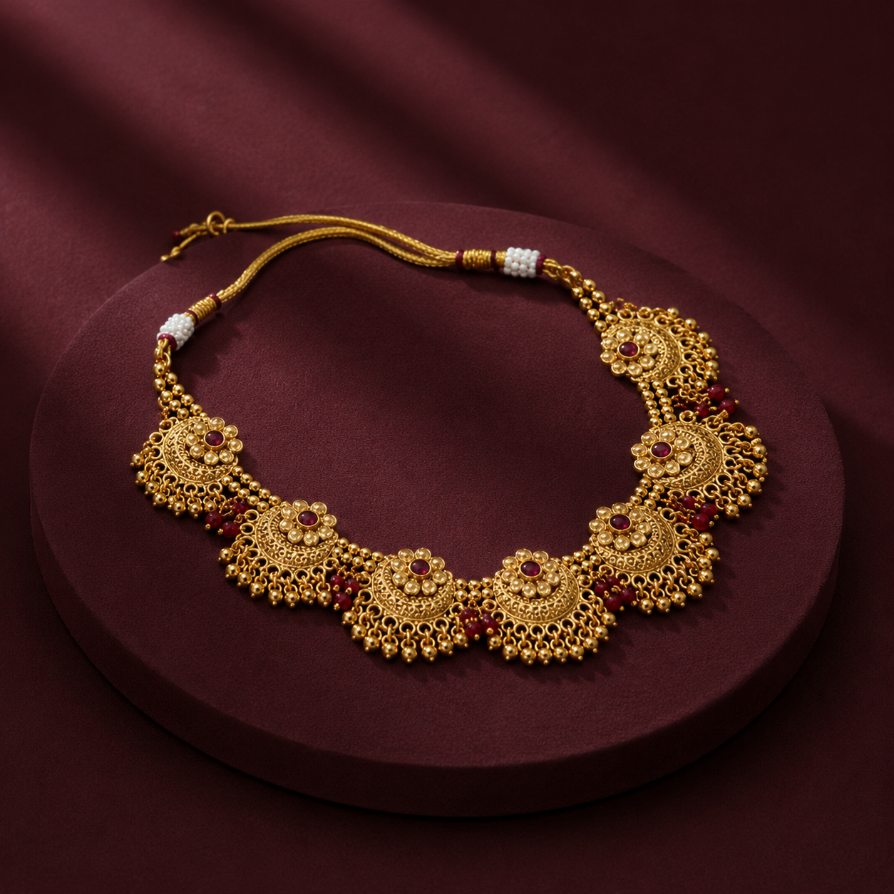 Taste of south necklace in ruby stones