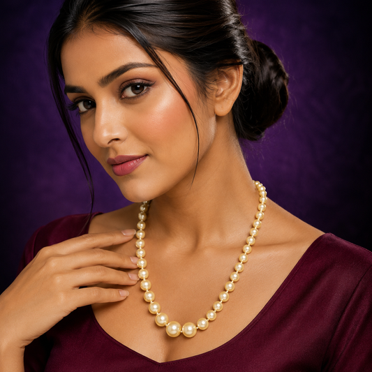 Fresh Water Gold Pearl Single Layar Mala